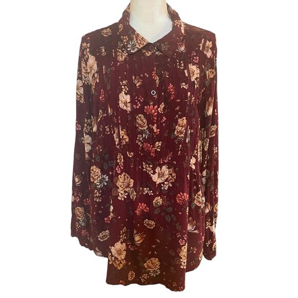 Torrid Size 1 Floral Long Sleeve Button up Peplum Blouse - Picture 1 of 4